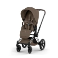 Cybex Priam Style wózek spacerowy coconut brown z chromowaną ramą i dużą budką przeciwsłoneczną UPF50+