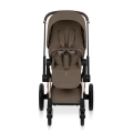 Cybex Priam coconut brown  wózek spacerowy widok z przodu elegancki design pasy bezpieczeństwa i komfortowe siedzisko