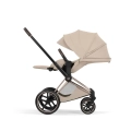 Cybex Priam Style cozy beige siedzisko rozkładane do pozycji leżącej ergonomiczny wózek spacerowy komfort snu dziecka
