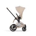 Cybex Priam Style cozy beige siedzisko tyłem do kierunku jazdy wózek dziecięcy bliskość z rodzicem i bezpieczeństwo dziecka