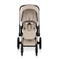 Cybex Priam Style cozy beige wózek spacerowy widok z przodu elegancki design pasy bezpieczeństwa i komfortowe siedzisko