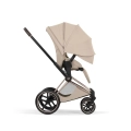 Cybex Priam Style cozy beige wózek spacerowy z dużą rozkładaną budką przeciwsłoneczną UPF50+ ochrona dziecka przed słońcem