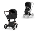 Cybex Priam Style wózek 2w1 czarny sepia black z gondolą Lux i spacerówką, rama w kolorze rosegold