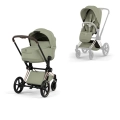 Cybex Priam Style wózek 2w1 zielony sage green ze składaną gondolą Lux i spacerówką, rama w kolorze rosegold