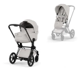 Cybex Priam Style wózek 2w1 jasnoszary city grey z gondolą i siedziskiem spacerowym na matowej czarnej ramie matt black
