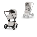 Cybex Priam Style wózek 2w1 jasnoszary city grey z gondolą Lux i spacerówką, rama w kolorze rosegold