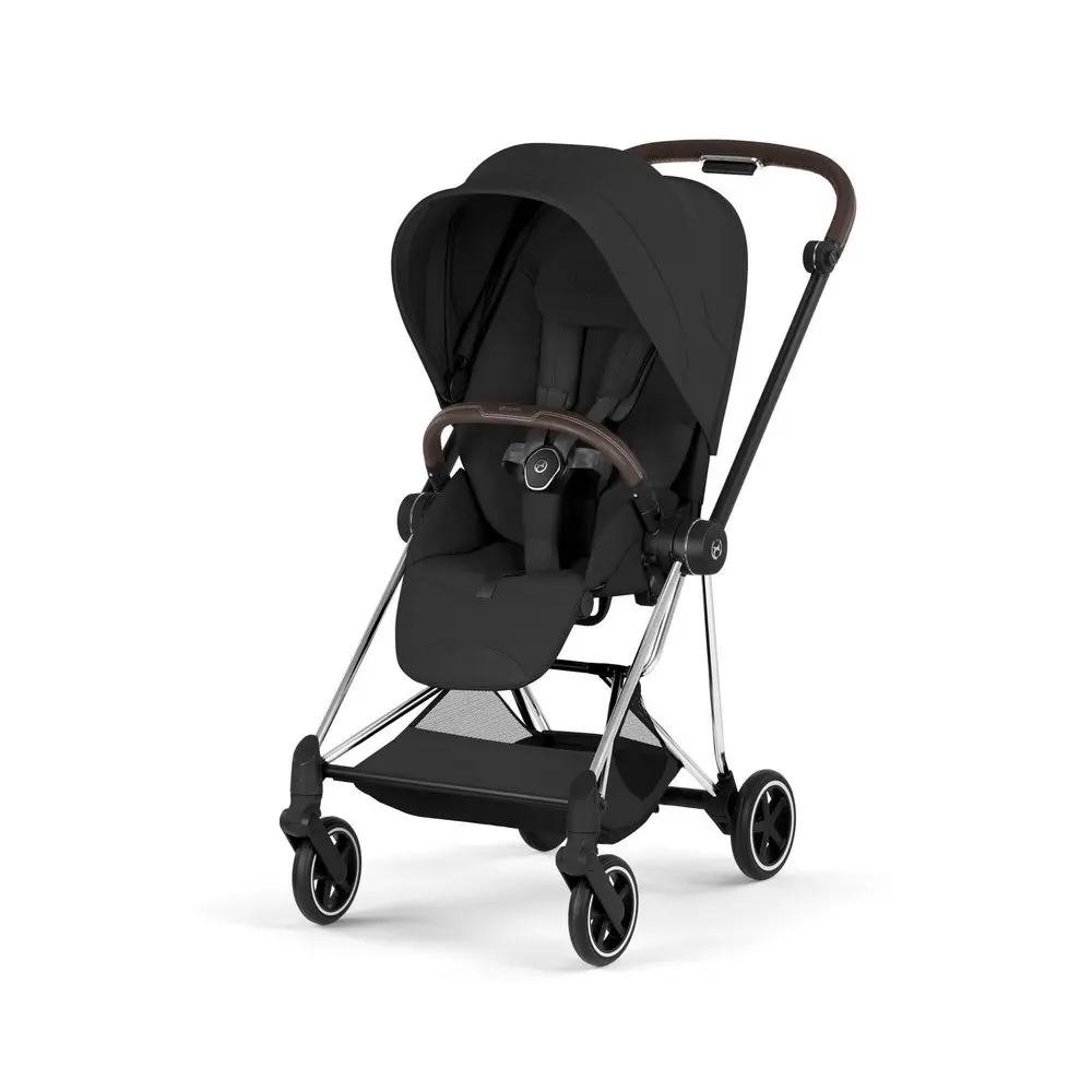 Wózek spacerowy Cybex Mios Style z ramą Chrome Brown i czarną tapicerką Sepia black
