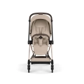 Przedni widok wózka spacerowego Cybex Mios Style cozy beige z ergonomicznym siedziskiem i budką przeciwsłoneczną