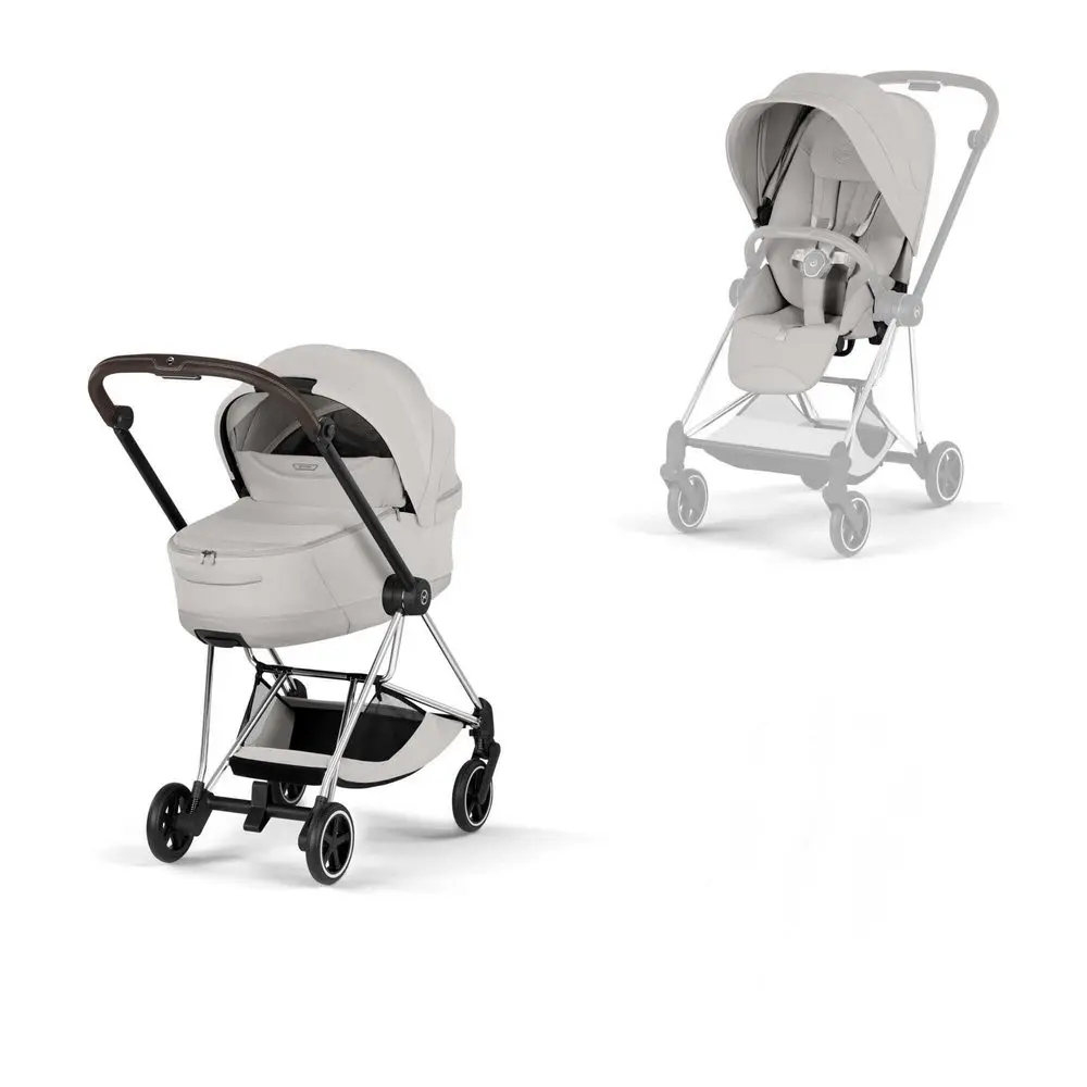 Cybex Mios Style wózek dziecięcy głęboko-spacerowy city grey ze składaną gondolą Lux i chromowaną ramą w kolorze city grey
