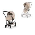 Cybex Mios Style wózek dziecięcy 2w1 ze składaną gondolą Cozy Beige na czarnej ramie Matt Black do miasta