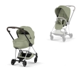 Cybex Mios Style wózek głęboko-spacerowy 2w1 ze składaną gondolą Sage Green na eleganckiej ramie Chrome Brown