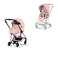 Cybex Mios Style wózek dziecięcy 2w1 ze składaną gondolą Peach Pink na czarnej ramie Matt Black do miasta