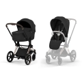Cybex Priam Comfort wózek dziecięcy sepia black z gondolą i siedziskiem spacerowym na ramie w kolorze rosegold