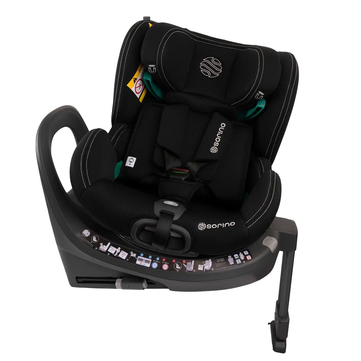 Sorino Aurora black czarny fotelik samochodowy i-Size 40-150 cm z bazą 360° ISOFIX i ochroną boczną dla dzieci