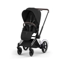 Cybex ePriam Style wózek spacerowy czarny sepia black z elektrycznym wspomaganiem jazdy i dużymi kołami w wersji chrome brown