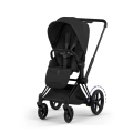 Cybex ePriam Style wózek spacerowy czarny sepia black na ramie matt black z systemem wspomagania jazdy i amortyzacją kół