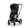 Cybex ePriam Style wózek spacerowy czarnysepia black  z ramą rosegold i dużą budką przeciwsłoneczną UPF50+