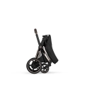 Cybex ePriam Style sepia black wózek spacerowy złożony kompaktowo stojący w pozycji pionowej do przechowywania