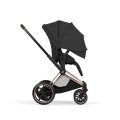 Cybex ePriam Style sepia black wózek spacerowy z siedziskiem ustawionym przodem do kierunku jazdy i rozłożoną budką