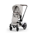Cybex ePriam Style wózek spacerowy city grey na ramie chrome brown z elektrycznym wspomaganiem jazdy i dużą budką