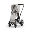 Cybex ePriam Style wózek spacerowy city grey na ramie matt black z amortyzacją kół i systemem wspomagania jazdy
