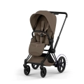 Cybex ePriam Style wózek spacerowy coconut brown na ramie matt black z amortyzacją kół i systemem wspomagania