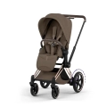 Cybex ePriam Style wózek spacerowy coconut brown z ramą rosegold i dużą budką przeciwsłoneczną UPF50+