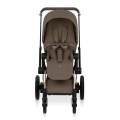 Cybex ePriam Style coconut brown wózek spacerowy widok z tyłu z dużym koszem na zakupy i stabilną konstrukcją
