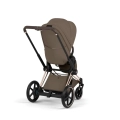 Cybex ePriam Style coconut brown wózek spacerowy widok z tyłu z dużym koszem na zakupy i stabilną konstrukcją