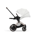 Cybex ePriam Style off white wózek spacerowy z rozłożonym oparciem do pozycji leżącej i dużą budką przeciwsłoneczną