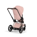 Cybex ePriam Style peach pink wózek spacerowy widok z tyłu z dużym koszem na zakupy i stabilną konstrukcją