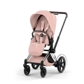 Cybex ePriam Style wózek spacerowy peach pink na ramie chrome brown z elektrycznym wspomaganiem jazdy i dużą budką