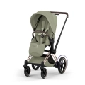 Cybex ePriam Style wózek spacerowy sage green z ramą rosegold i dużą budką przeciwsłoneczną UPF50+
