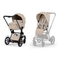 Cybex ePriam Comfort wózek dziecięcy 2w1 kolor Cozy Beige z czarną ramą, gondola dla niemowlaka i siedzisko spacerowe