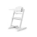 Białe all white krzesełko do karmienia Cybex Iris 3-in-1 z regulowanym siedziskiem i tacką dla dziecka