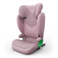 Różowa wersja fotelika Kinderkraft JUNIOR FIX 2 PLUS z wygodnym siedziskiem, regulowanym zagłówkiem i oddychającą tapicerką AIR FLOW.