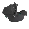 Fotelik samochodowy Joie i-Snug 2 v2 Raven z rozłożoną budką przeciwsłoneczną, ergonomiczną rączką i osłonami bocznymi.
