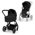 Cybex Balios S Lux Moon Black z gondolą i siedziskiem spacerowym.