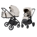 Elegancki Carrello Ultra F CRL-6556 Milk Grey to nowoczesny wózek dziecięcy 2w1 z przestronną gondolą, komfortową spacerówką oraz amortyzowanymi kołami.