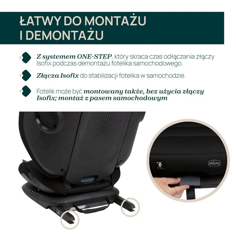 Chicco Fold&Go S łatwy do montażu i demontażu fotelika