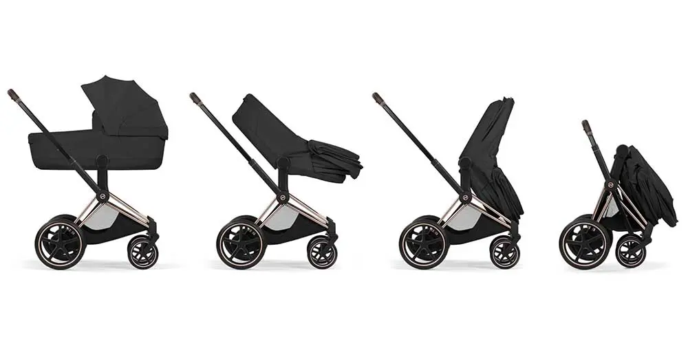 Cybex epriam style składanie ramy z gondolą
