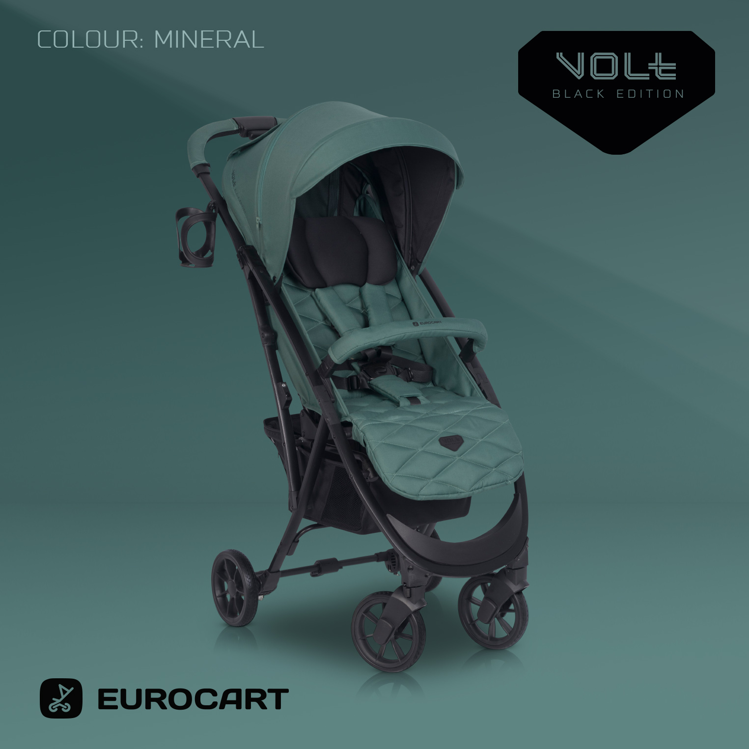 Euro-cart Vol Black Edition lekki zielony wózek spacerowy