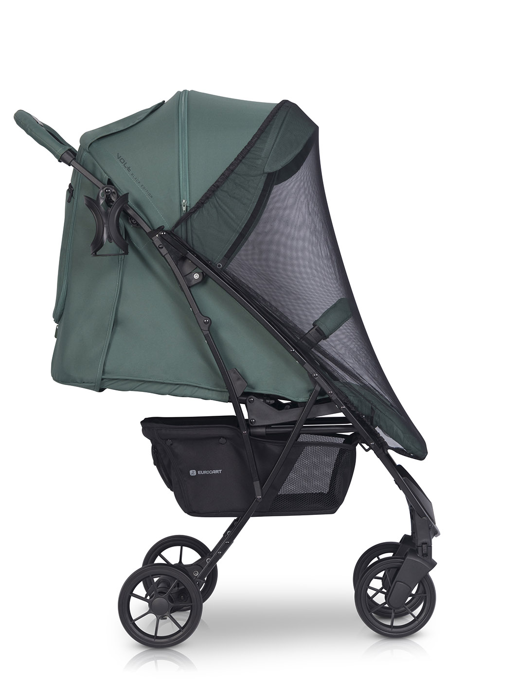 Euro-cart Vol Black Edition spacwerówka z moskitierą ochrona przed owadami