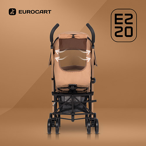 Euro-Cart Ezzo z tyłu spacerówki znajdziesz wentylowaną budkę